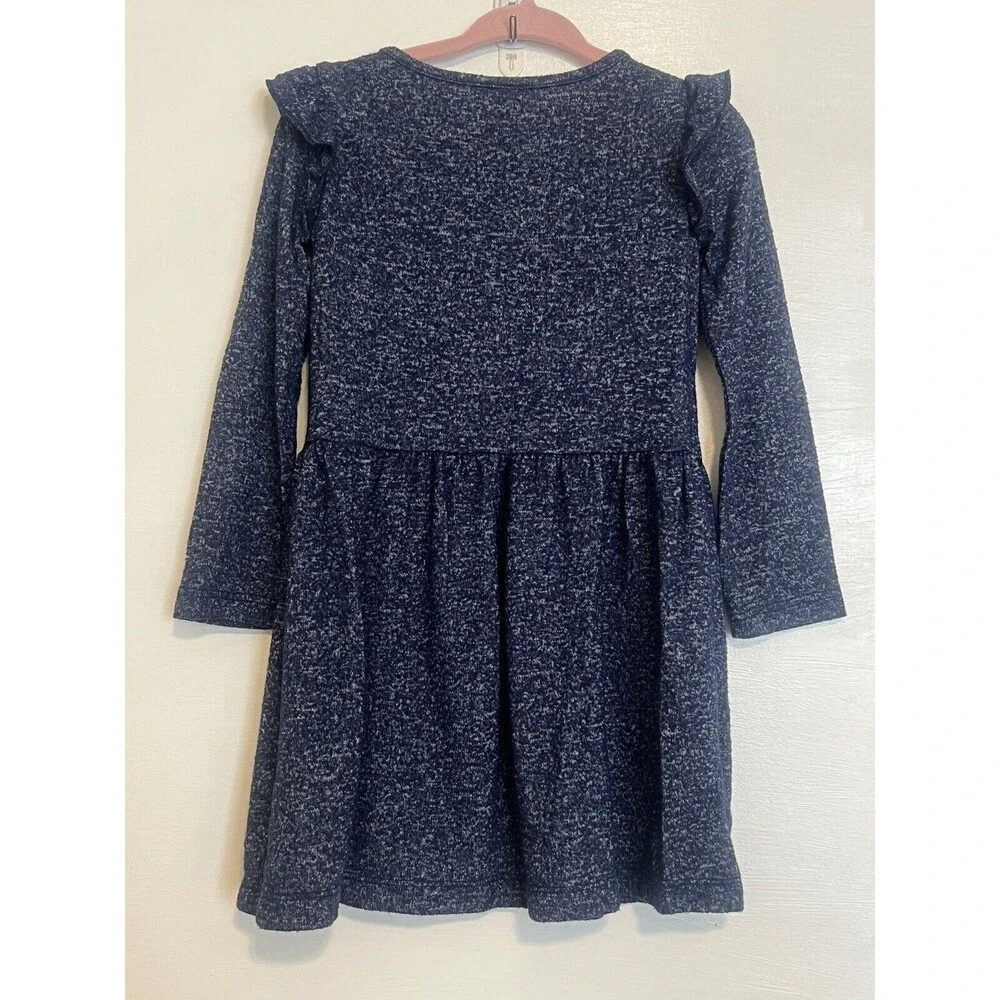Toddler Girls Sequin Hearts Jersey Dress Lightweight Long Sleeve Blue Pink 2T